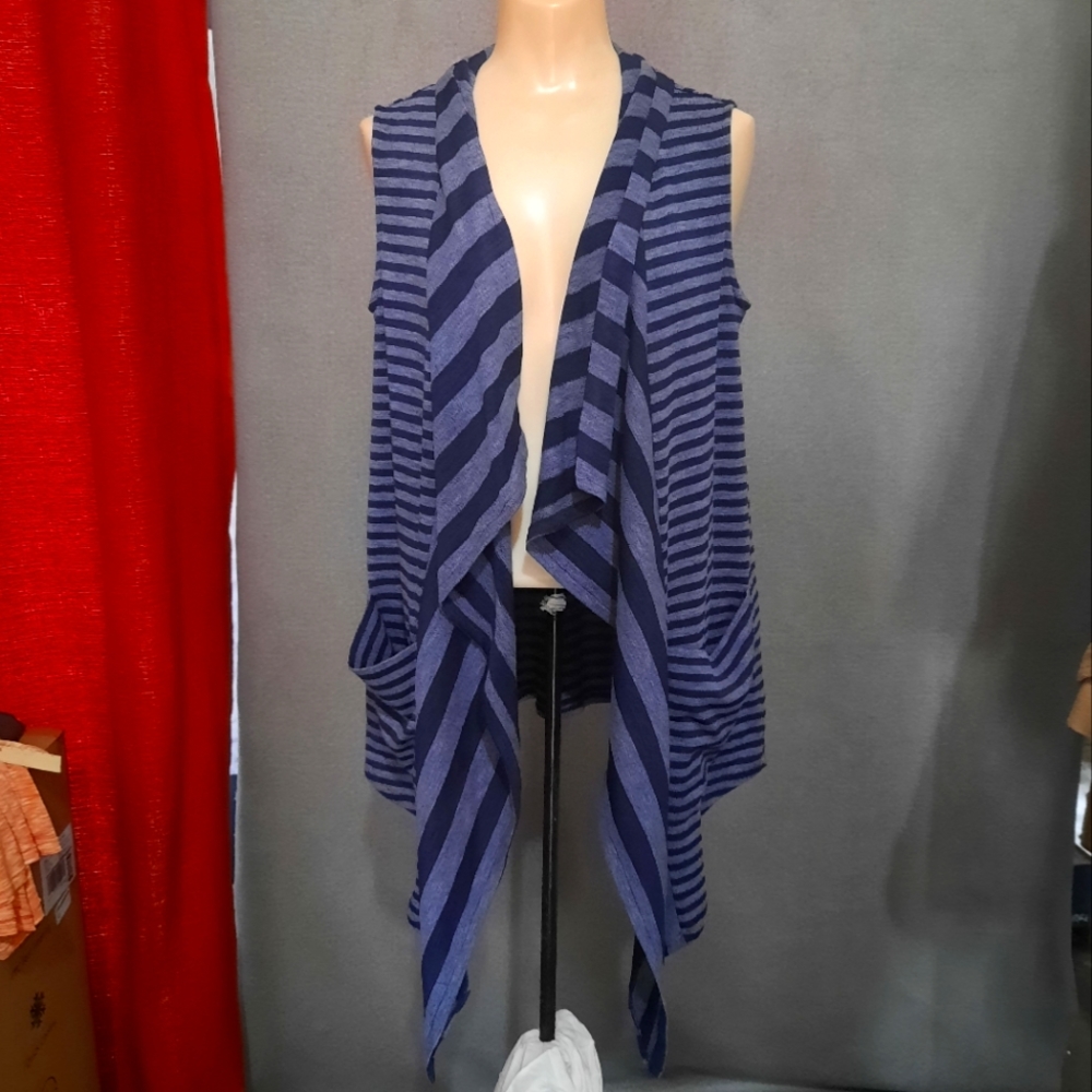 LOGO Lori Goldstein Open Vest Cardigan sz S